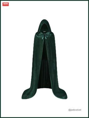 Velvet Hooded Cape Cloak for Halloween Gothic Costume
